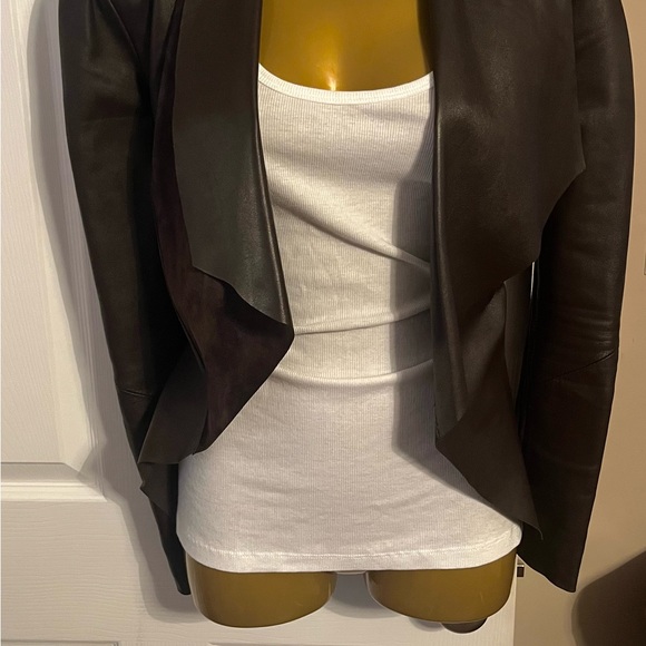 Brown crop faux leather jacket - Picture 2 of 2